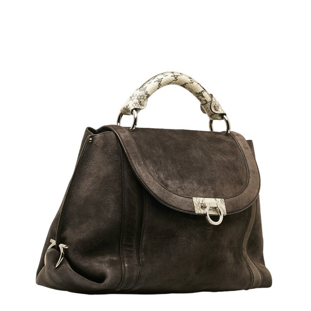 Salvatore Ferragamo Gancini Sofia Python Shoulder… - image 3